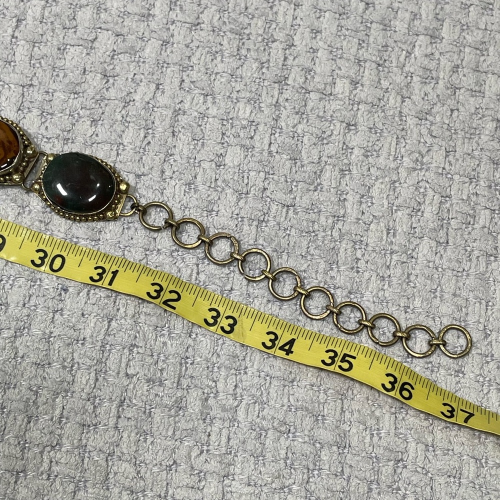 Antique Southwestern Navajo Victorian Specimen Agate Chunky Metal Chain Belt - Picture 13 of 17